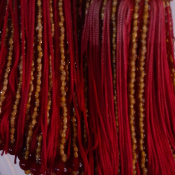 Glass Beaded Red & Gold Roped Tassels - Picture 5 of 9